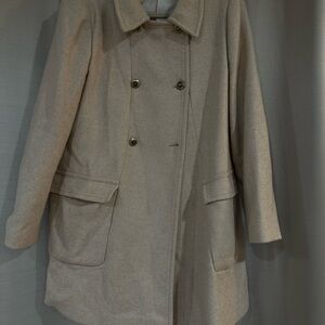 Zara Beige Double-Breasted Pea Coat